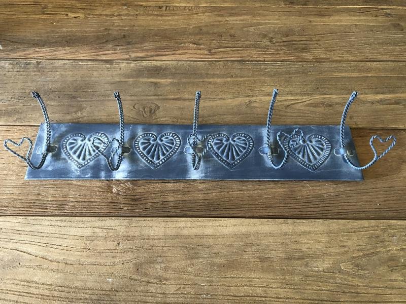 Kapstok element - love -zink, 5 haaks-ophanging handoek - nr. 1