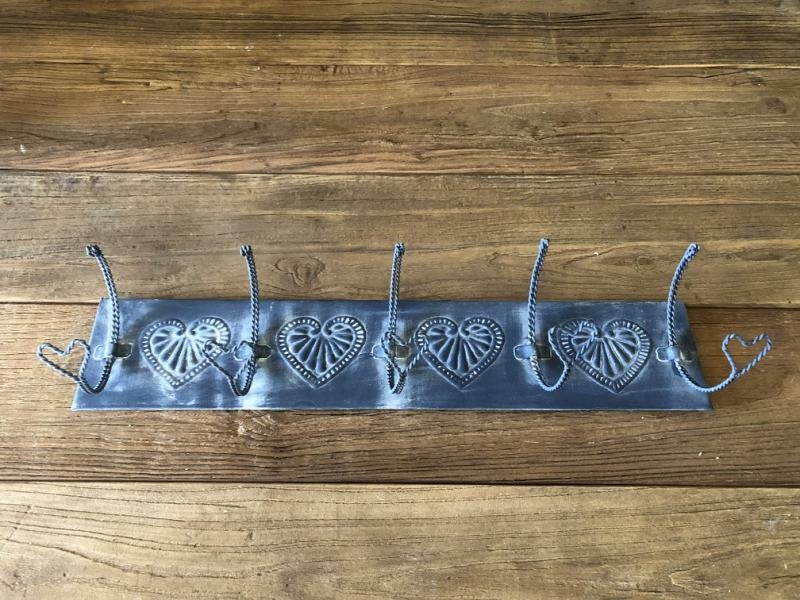 Kapstok element - love -zink, 5 haaks-ophanging handoek - Afbeelding 2