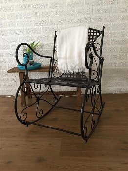 Prachtige pitoreske schommelstoel, smeedijzer-bruin/rust - 0