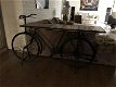 Prachtige fiets metaal met houten tafelblad-tafel-deco - 1 - Thumbnail