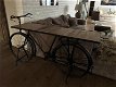 Prachtige fiets metaal met houten tafelblad-tafel-deco - 4 - Thumbnail