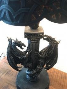 Draken lamp, exclusieve lamp met 2 draken aan een pilaar - 3
