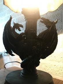 Draken lamp, exclusieve lamp met 2 draken aan een pilaar - 7