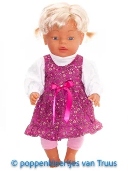 Baby Born 43 cm Setje fuchsia/bloemetjes/roze