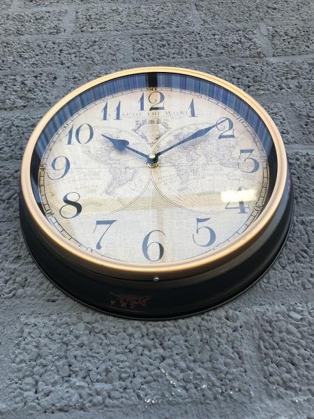Wandklok in vintage look, klok met 18e-eeuws wereldmot - Afbeelding 4