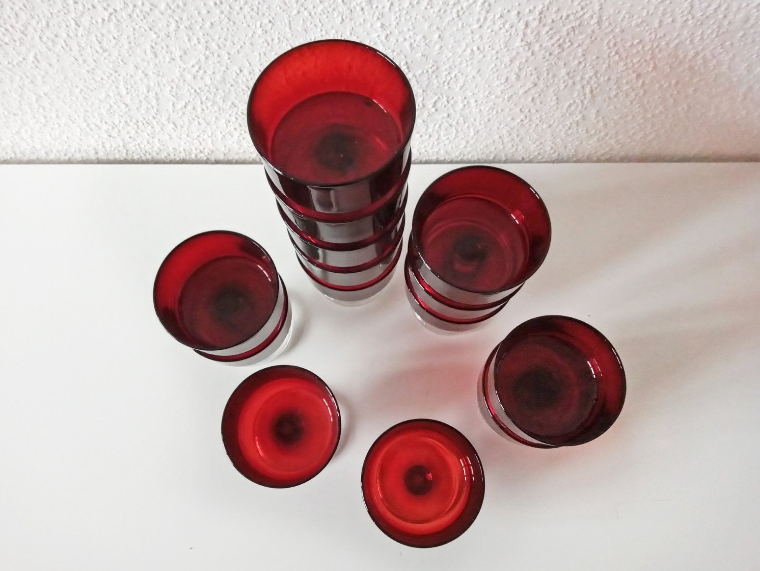 14 dessertschaaltjes van rood glas - Afbeelding 2
