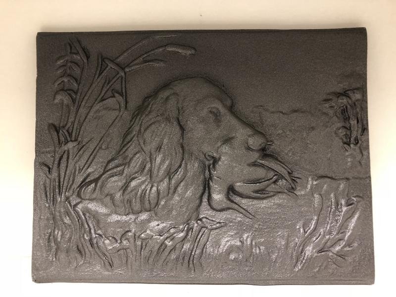 open haard plaat, wandornament,hond- jacht , massief - Afbeelding 2