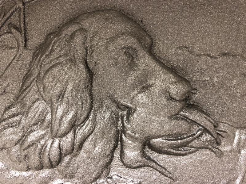 open haard plaat, wandornament,hond- jacht , massief - Afbeelding 3