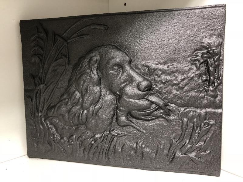 open haard plaat, wandornament,hond- jacht , massief - Afbeelding 5