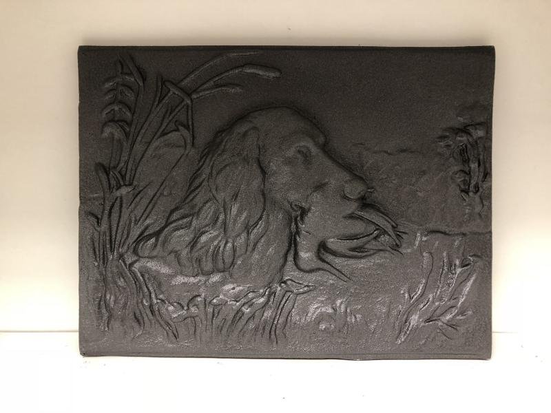 open haard plaat, wandornament,hond- jacht , massief - Afbeelding 7