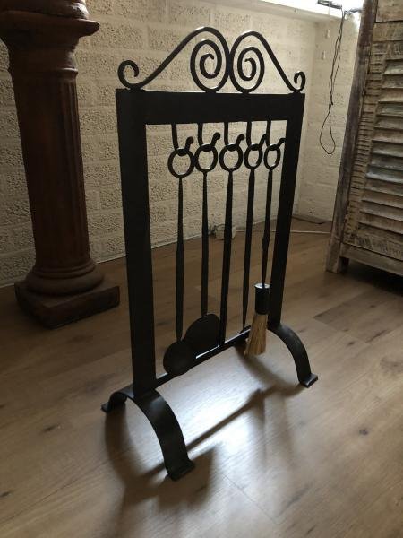 1 Haardset Gereedschap Antique - Stijl - Swantje, smeedijzer - nr. 1