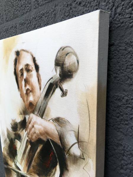 Fors en fraai olieverfdoek op canvas, de cellist -schilderij - Afbeelding 6