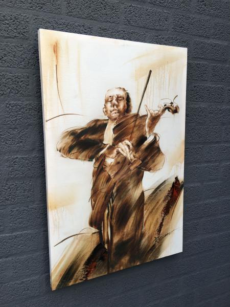 Fors en fraai olieverfdoek op canvas, de violist - viool - Afbeelding 4