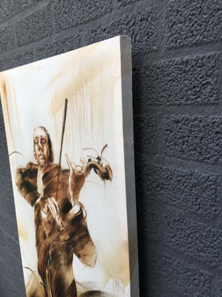 Fors en fraai olieverfdoek op canvas, de violist - viool - Afbeelding 5