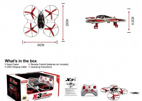 Quadcopter syma X 3 2.4 GHz 4-kanaals 24 cm nieuw - 3