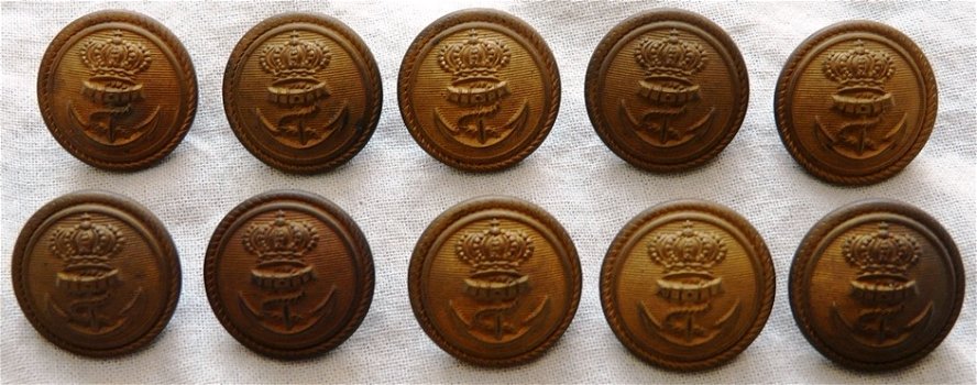 Knopen Lotje, Uniform, Koninklijke Marine, Koperkleurig, 20mm, 10 stuks.(Nr.6) - 0