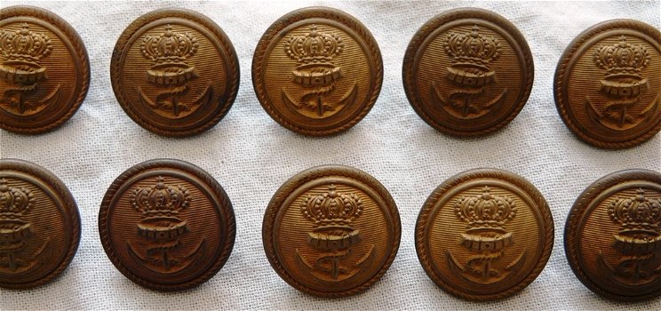 Knopen Lotje, Uniform, Koninklijke Marine, Koperkleurig, 20mm, 10 stuks.(Nr.6) - 2