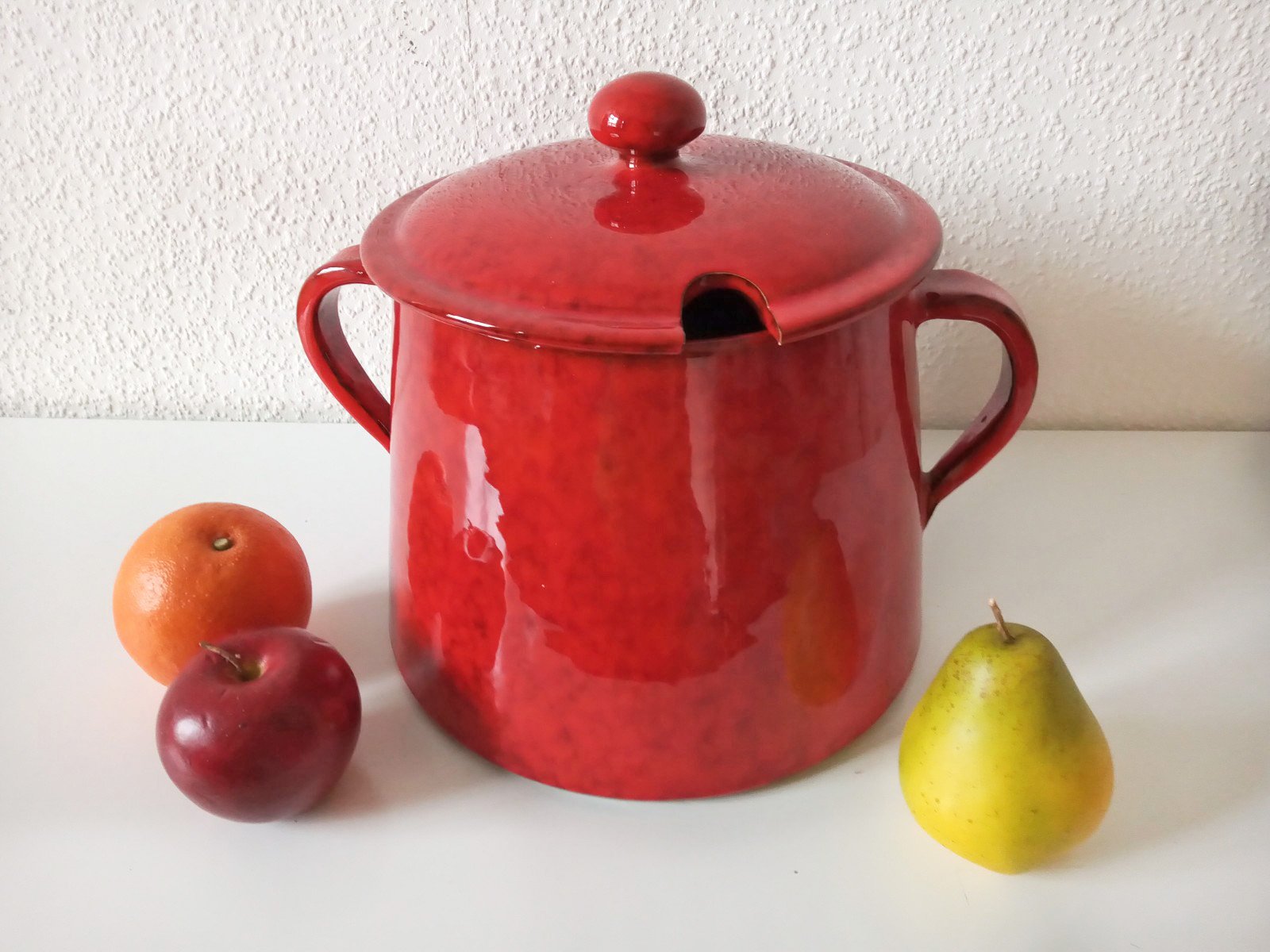 Schaal van rood aardewerk met 10 kopjes - Afbeelding 4