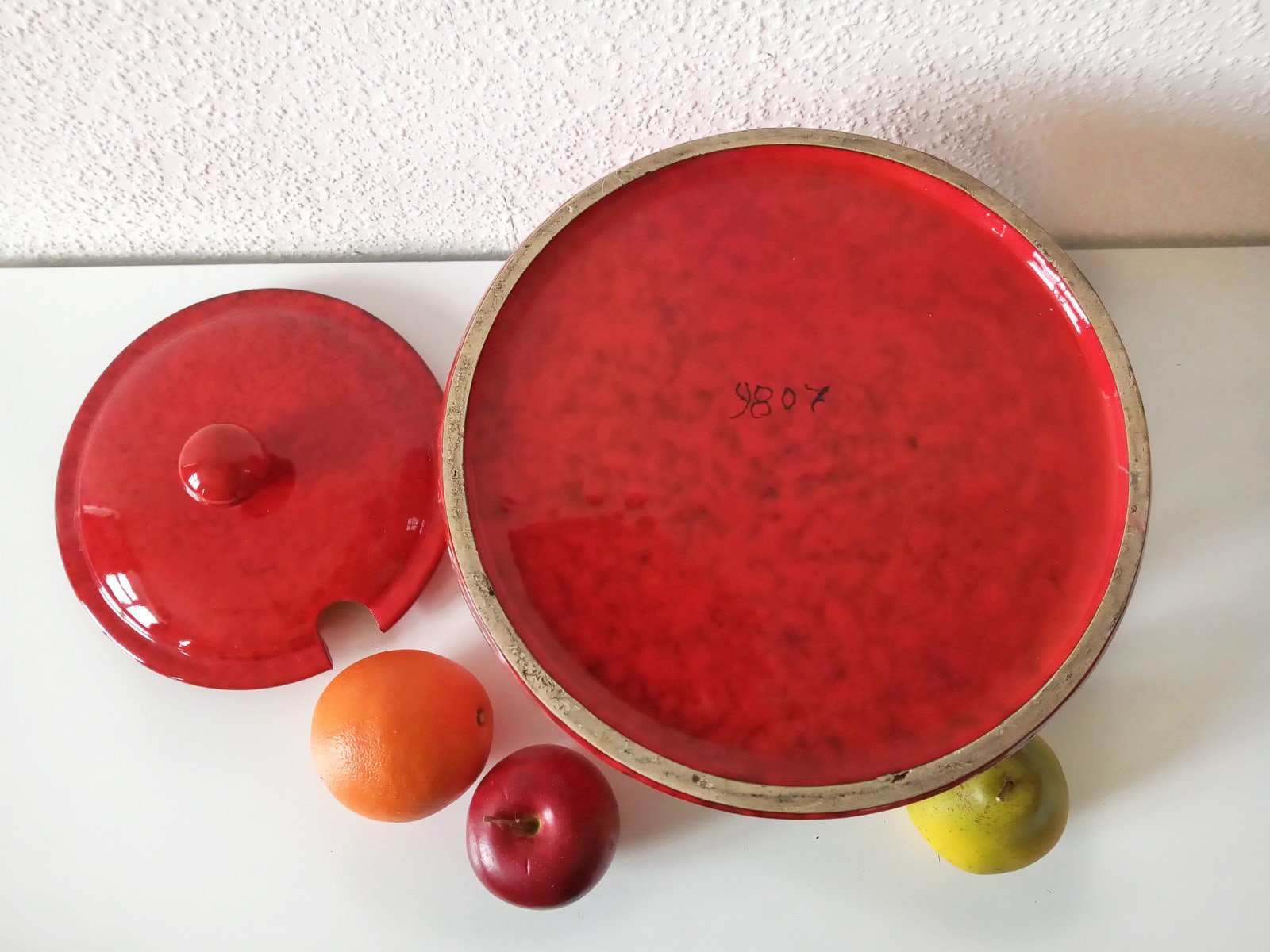 Schaal van rood aardewerk met 10 kopjes - Afbeelding 6