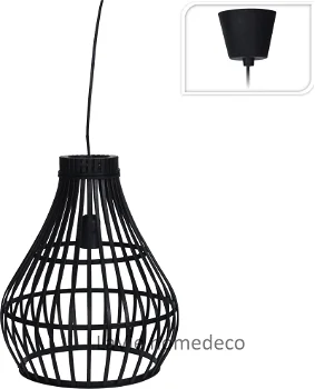 Hanglamp bamboe zwart - 0