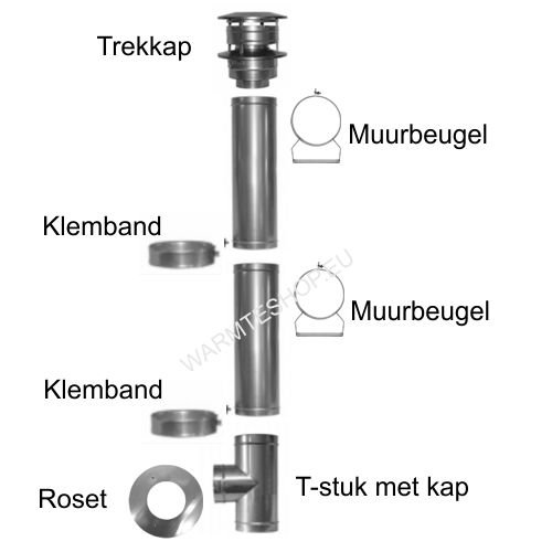 Kachelpijp pakket 150mm DW buitenom 3 meter premiumline - Afbeelding 3