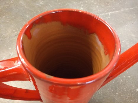 Rode koffiepot met 6 mokken - 4