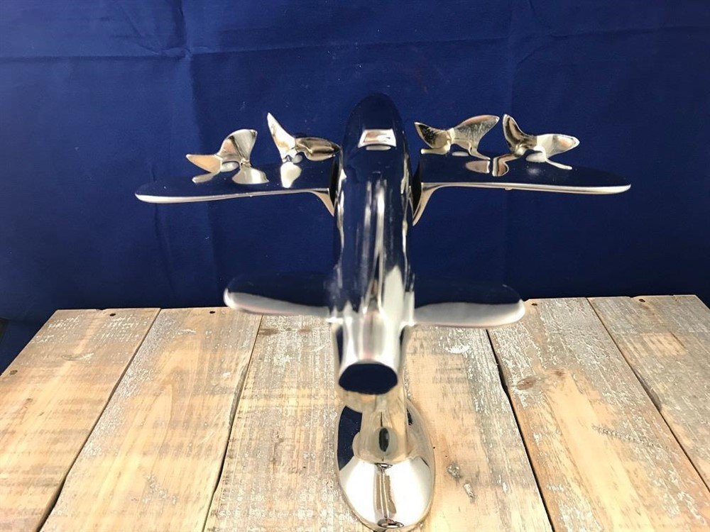 Aluminium vliegtuig, mooi model op statief, prachtig! - Afbeelding 6