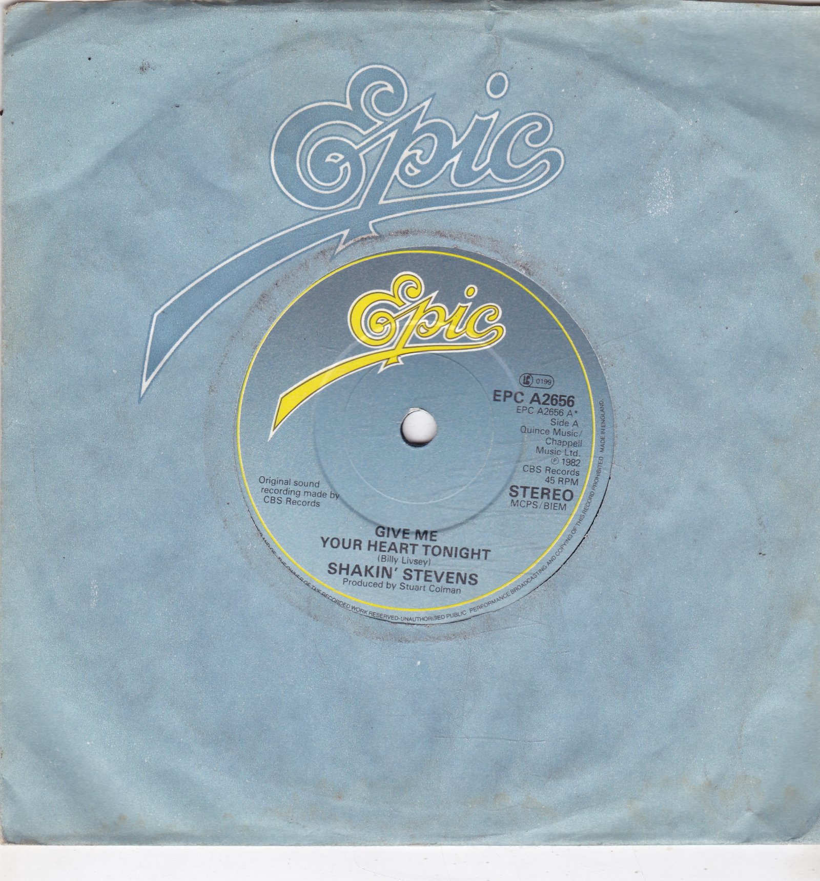 Single Shakin' Stevens - Give me your heart tonight - nr. 1