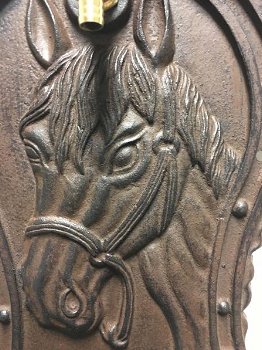 Wandwasbak gietijzer bruin met paardenhoofdlog-paard - 1