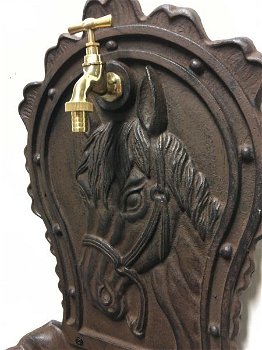 Wandwasbak gietijzer bruin met paardenhoofdlog-paard - 6