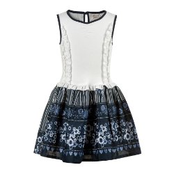 JOTTUM jurk donkerblauw met witte top (mt. 122-128)