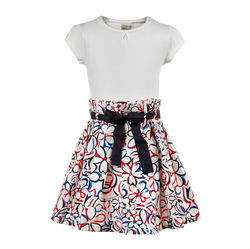 JOTTUM jurk donkerblauw en rood met witte top (mt. 122-128)