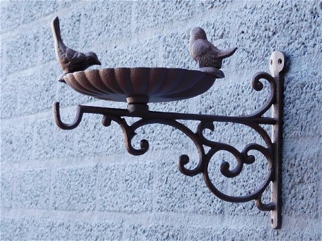 Voederbak - vogel bad voor de muur, gietijzer-vogel-kado - 3