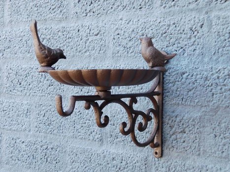 Voederbak - vogel bad voor de muur, gietijzer-vogel-kado - 4