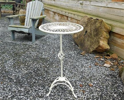 Tafel van smeedijzer, creme wit -tuin tafel -ijzer-tuin deco - 4