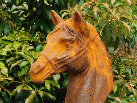 paardenhoofd, gietijzer -paard - tuin decoratie -beeld - 3