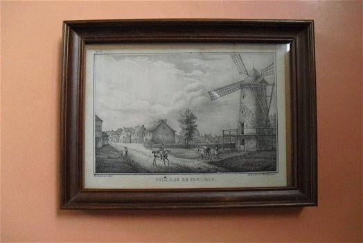 Village De Fleurus, lithografie uit 1825 - 0