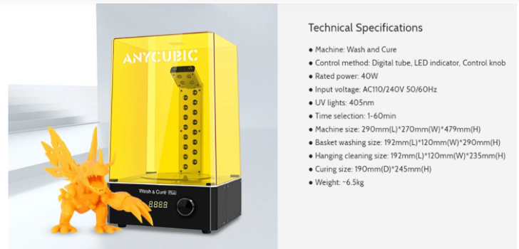 Anycubic Wash & Cure Plus Machine, Basket Washing Size 192mm - 4