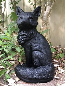 tuin decoratie-vos -stenen beeld-tuinbeelden- zwart-kado