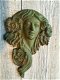 1 wandrelief-Vrouw van de Jugendstil - gietijzer, groen - 2 - Thumbnail