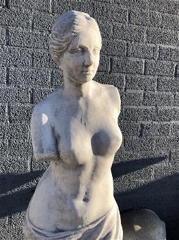 Prachtig stenen beeld van Venus van Milo op sokkel-tuin - 4