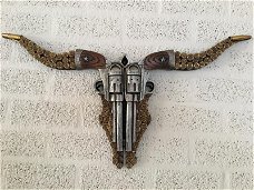 Wanddecoratie colt-schedel-horn-gun, kado