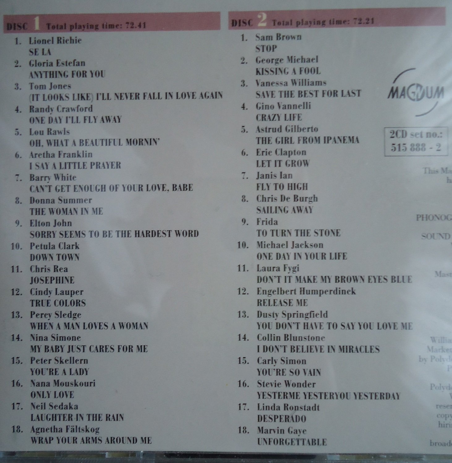 De originele dubbel-verzamel-CD Unforgettable van Magnum. - Afbeelding 2