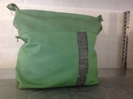 Mint groene tas met steentjes - 1