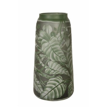 Een cameo glasvaas- LUSH GREEN LEAVES-vaas-deco - 0