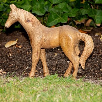 Figuur paard, houtfiguur - dierenfiguren,decoratie- 32 cm - 4