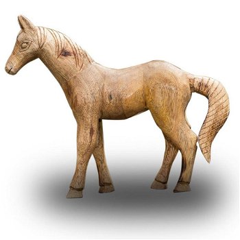 Figuur paard, houtfiguur - dierenfiguren,decoratie- 32 cm - 5