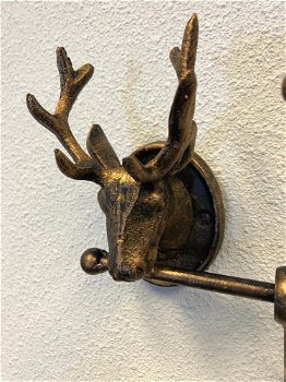 Kapstokrek metaal-brons look met 2 herten-hert - 1