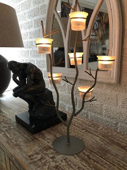 Metalen licht boom met 6 glazen kaarsenhouders,LAATSTE - 2