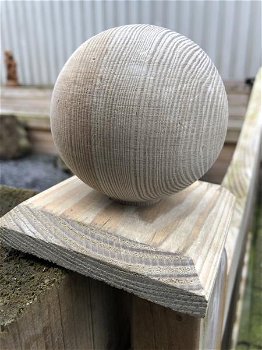 Paal kap hout bescherming met houten bol-afdek kap - 1